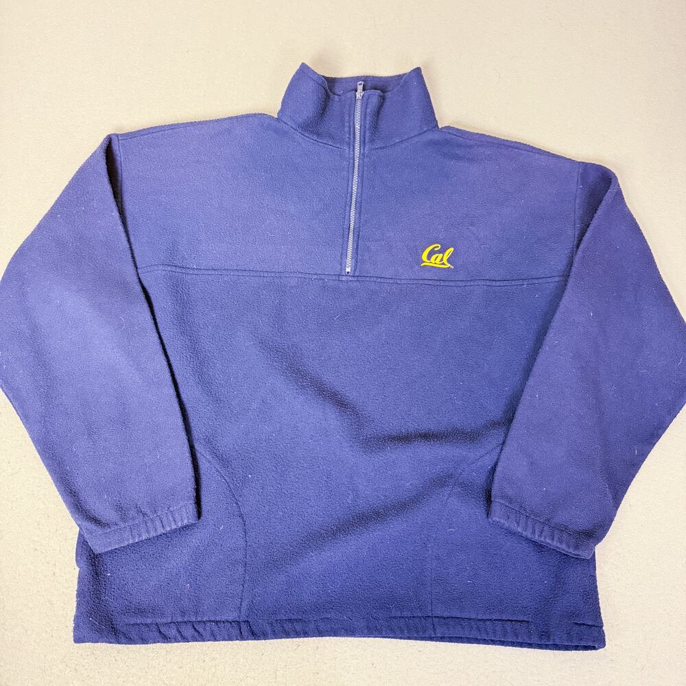 USA Cal Berkeley Golden Bears Navy Fleece Quarter Zip Pullover XL Made USA